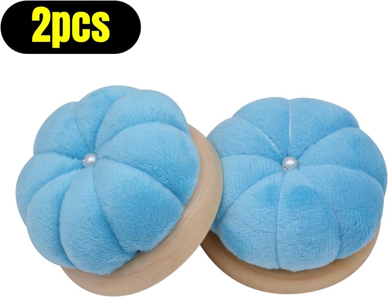 Uxney Pin Cushion,Wooden Sewing Pin Cushion Pincushion Needle Cushion for Sewing Quilting Needlework DIY Crafts(Sky Blue,2 PCS) - Image 3